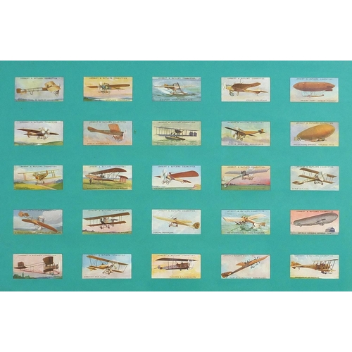 446A - Ten framed glazed displays of cigarette cards including aviation by Lambert & Butler, Football Club ... 