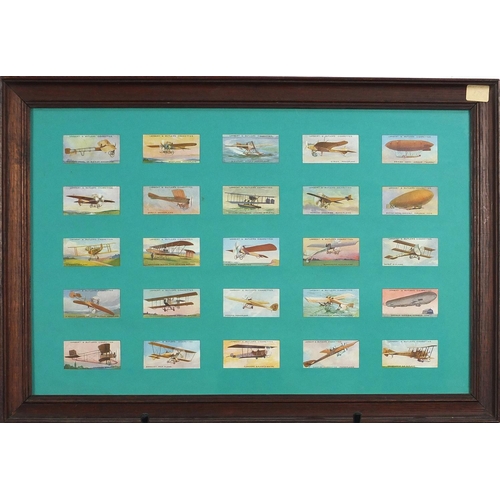 446A - Ten framed glazed displays of cigarette cards including aviation by Lambert & Butler, Football Club ... 