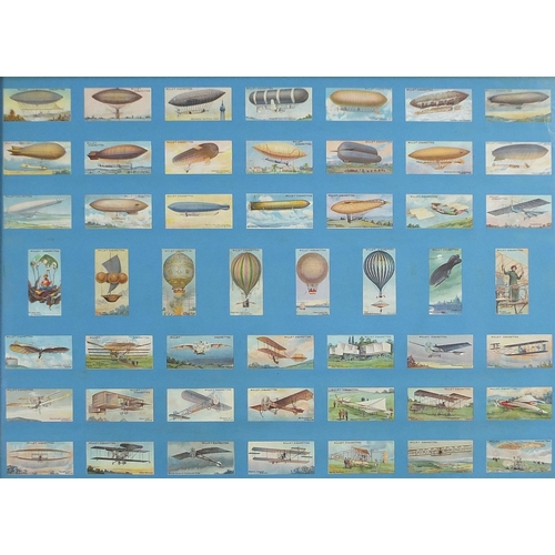 446A - Ten framed glazed displays of cigarette cards including aviation by Lambert & Butler, Football Club ... 