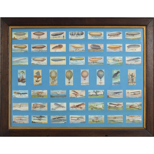 446A - Ten framed glazed displays of cigarette cards including aviation by Lambert & Butler, Football Club ... 