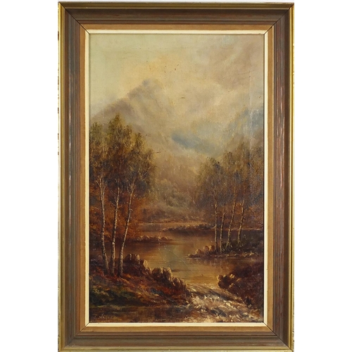 973 - Eric G Walker 1969 - River through woodland, oil on canvas inscribed verso, mounted and framed, 51cm... 