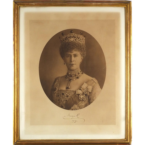 1108 - Early 20th century signed black and white photograph of Mary of Teck, the wife of King George V, dat... 