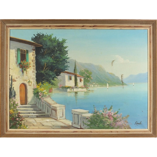 377 - Italian bay, Continental school oil on canvas, indistinctly signed, possibly Bonelli, mounted and fr... 