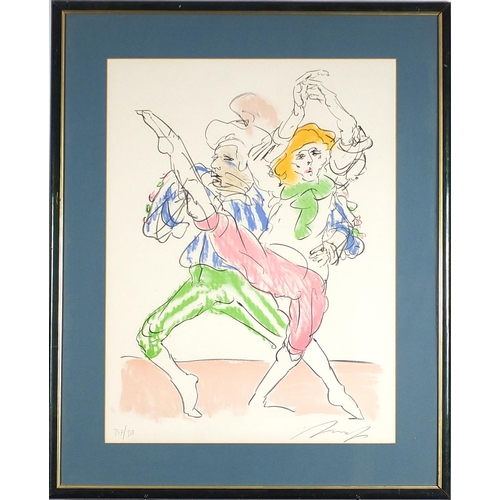 1056 - Alfred Hrdlicka - Two dancers, pencil signed print in colour, limited edition 347/350, details verso... 