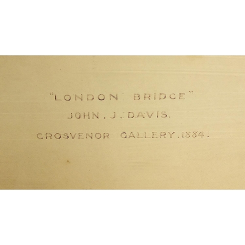 800 - John J Davis, London Bridge, early 19th century ink drawing inscribed to the mount Grosvenor Gallery... 