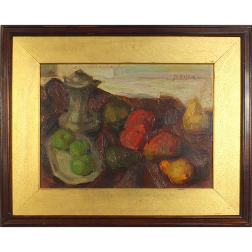 802 - After John Duncan Ferguson - Still life and vessels, Scottish Colourist school oil on board, mounted... 