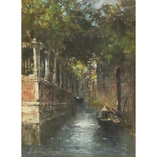 614 - Manner of Edward Seago - Venetian canal, pastel, mounted, framed and glazed, 29cm x 22cm excluding t... 