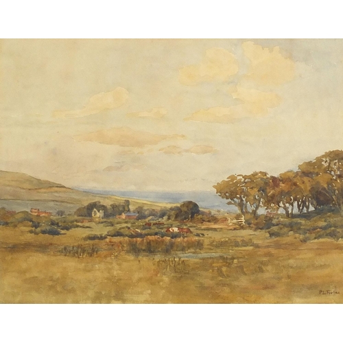 1103 - Patrick Lewis Forbes - Rural landscape, signed watercolour, mounted, framed and glazed, 27cm x 21cm ... 