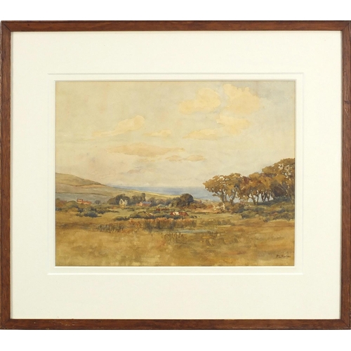 1103 - Patrick Lewis Forbes - Rural landscape, signed watercolour, mounted, framed and glazed, 27cm x 21cm ... 