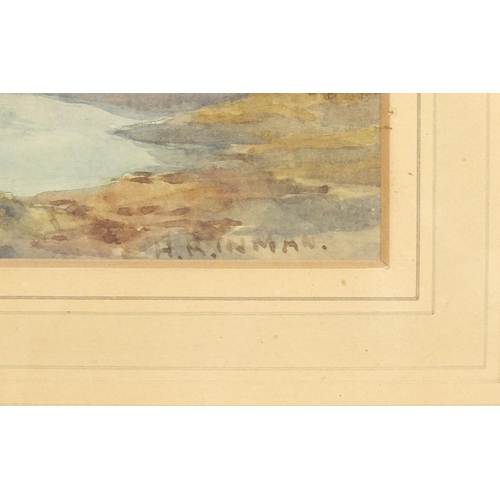 1106 - Henry Reid Inman - The lighthouse, Turnberry, signed watercolour, details verso, mounted, framed and... 