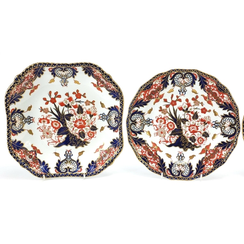 868 - Three Royal Crown Derby Old Imari pattern plates/dishes, the largest 24.5cm in length