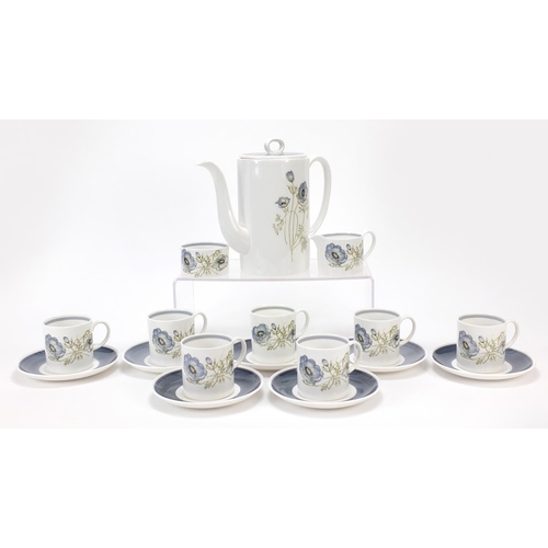 894 - Susie Cooper Glen Mist teaware comprising coffee pot, seven coffee cans with saucers, milk jug and s... 