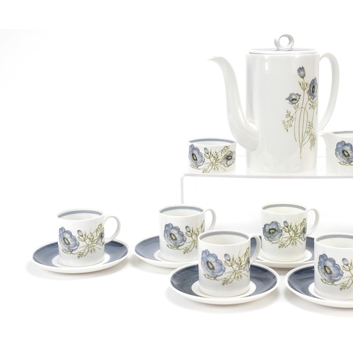 894 - Susie Cooper Glen Mist teaware comprising coffee pot, seven coffee cans with saucers, milk jug and s... 