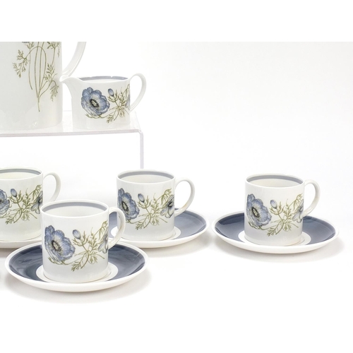 894 - Susie Cooper Glen Mist teaware comprising coffee pot, seven coffee cans with saucers, milk jug and s... 