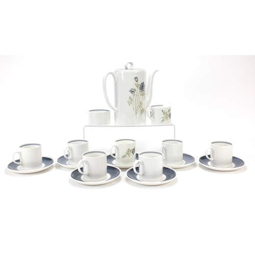 894 - Susie Cooper Glen Mist teaware comprising coffee pot, seven coffee cans with saucers, milk jug and s... 