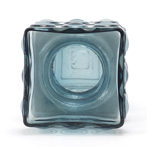 518 - Square section art glass vase, probably Finnish, 20cm high