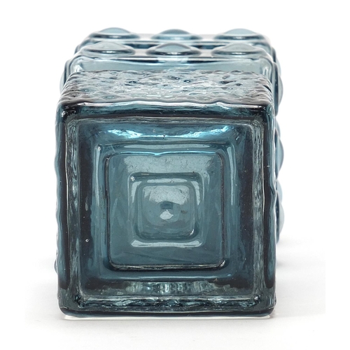 518 - Square section art glass vase, probably Finnish, 20cm high