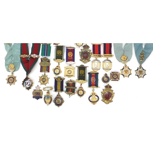 237 - Twenty six Royal Order of Buffalo enamel jewels with various bars