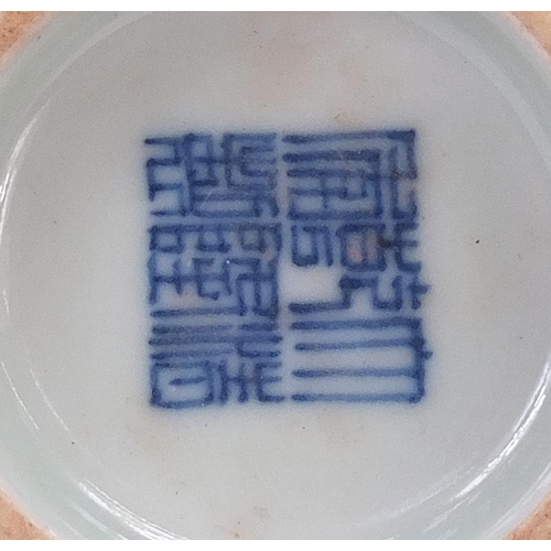 719 - Good Chinese porcelain footed dish having a celadon glaze, finely decorated in low relief and incise... 