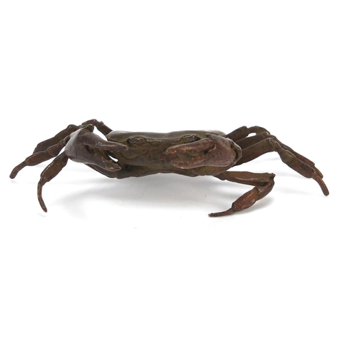 117 - Large Japanese patinated bronze crab, impressed character marks to the underside, 11.5cm wide