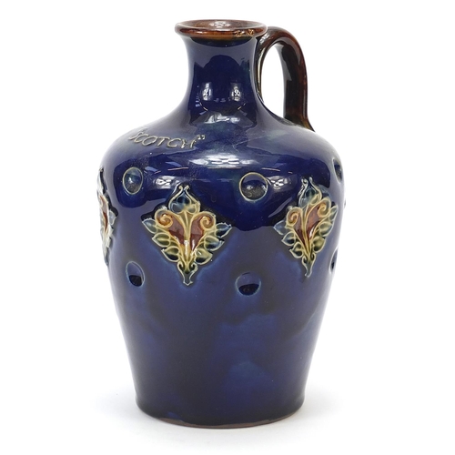 514 - Doulton Lambeth, stoneware Scotch flagon numbered 147, 21.5cm high