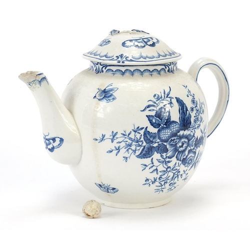 71 - Booths teapot decorated with butterflies amongst flowers, 19cm in length