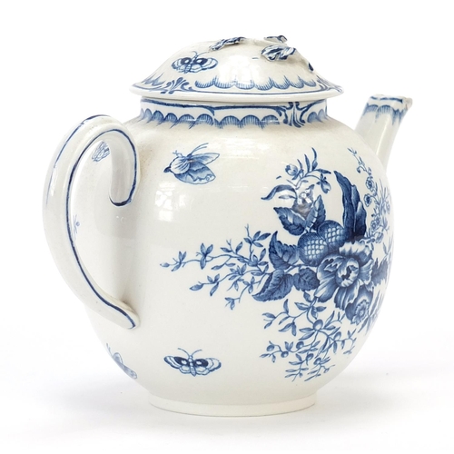 71 - Booths teapot decorated with butterflies amongst flowers, 19cm in length