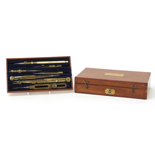 749 - Cary of London, 19th century mahogany cased drawing set with brass and ivory handled implements, 19.... 