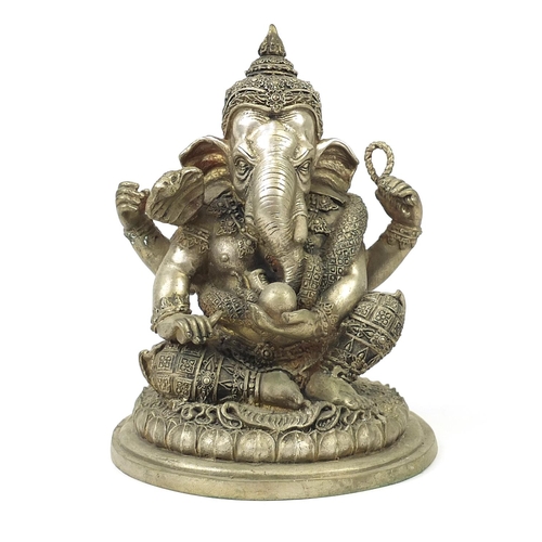 400 - Indian silver coloured metal figure of Ganesh, 23cm high