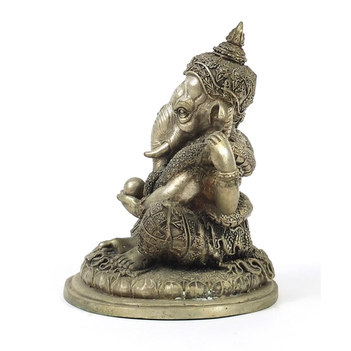 400 - Indian silver coloured metal figure of Ganesh, 23cm high