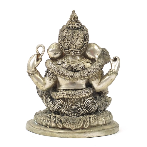 400 - Indian silver coloured metal figure of Ganesh, 23cm high