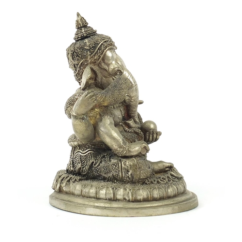 400 - Indian silver coloured metal figure of Ganesh, 23cm high