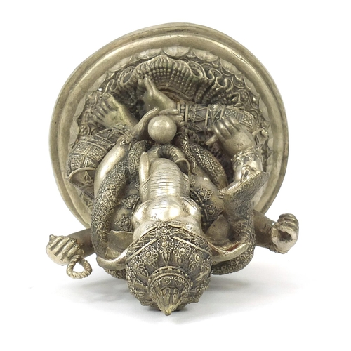 400 - Indian silver coloured metal figure of Ganesh, 23cm high