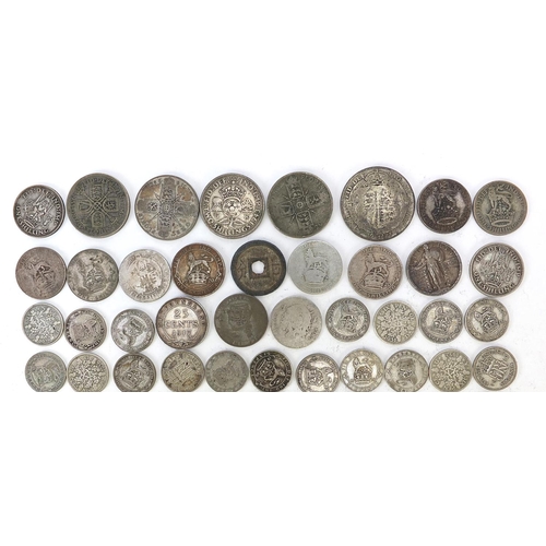 364 - Antique and later British and world coinage, some silver including half crowns, florins, 1970 Newfou... 