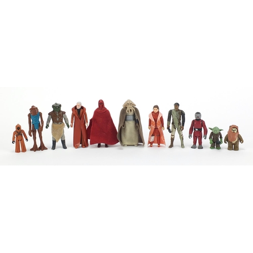 2419 - Eleven 1970's and later Star Wars action figures with accessories including Yoda