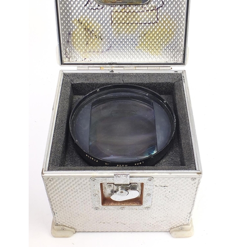 685 - Vintage Angénieux studio camera FX1.66 25X lens attachment and fitted flight cases, the lens attachm... 