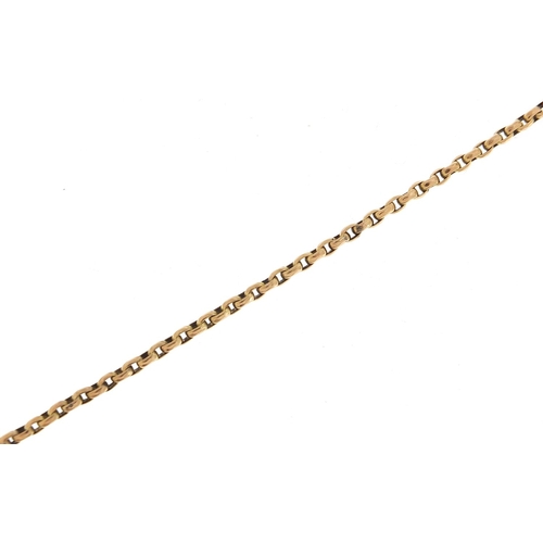 420 - Victorian unmarked rose gold necklace, (tests as 9ct gold) 74cm in length, 20.0g