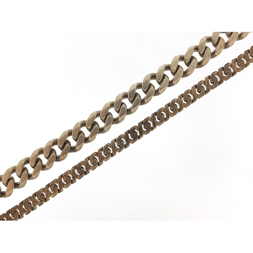 621 - Two silver bracelets including a heavy gentlemen's curb link example, 20cm and 22cm in length, total... 