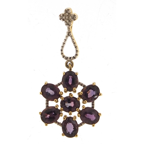 741 - 9ct gold colour change sapphire and diamond pendant, 3.2cm high, 2.8g