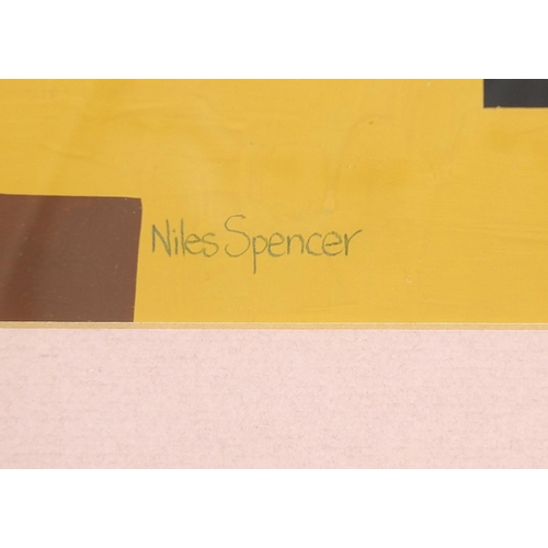 911 - Manner of Niles Spencer - Abstract composition, geometric shapes, gouache on paper, mounted, framed ... 