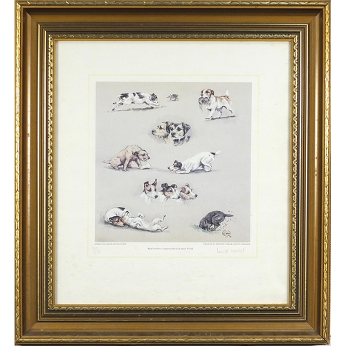 374 - Louise Wood - Dogs, pencil signed print in colour, limited edition 160/250, framed and glazed, 46cm ... 