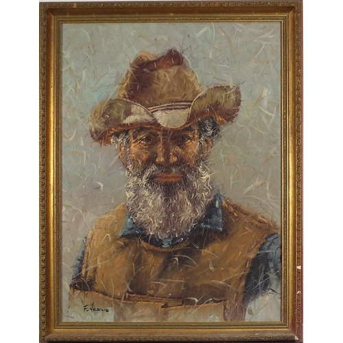 372 - Portrait of a bearded gentleman, oil on canvas, framed, 59cm x 44cm excluding the frame