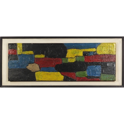 261 - Abstract composition, impasto oil on board bearing an indistinct signature, possibly S Poliak...?, m... 