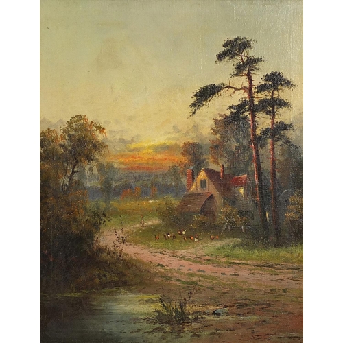 536 - George Hider - Landscapes with cottages, pair of 19th century oil on canvasses, framed, 44cm x 34cm ... 