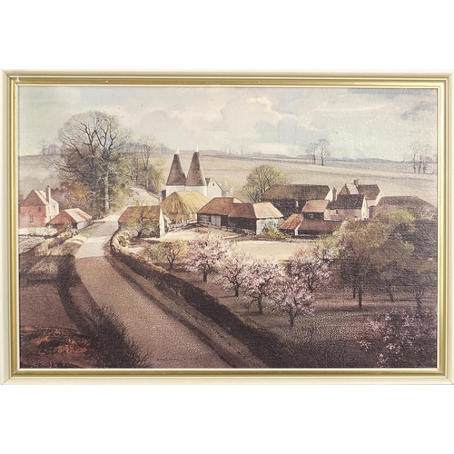 538 - Rowland Hilder - Garden of England and one other, two vintage prints in colour, mounted and framed, ... 