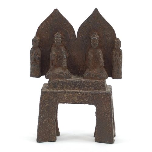 729 - Chinese iron figure group of four deities, 15cm high