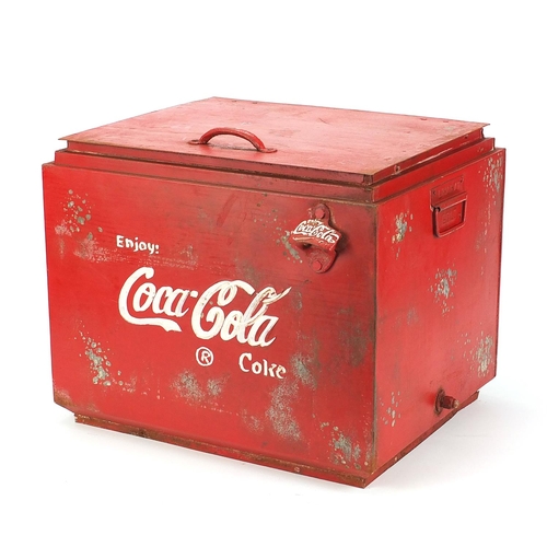 990 - Advertising Coca Cola design ice cooler, 37.5cm H x 45.5cm W x 37cm D