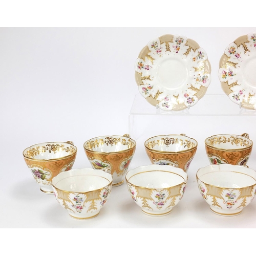 862 - Early 19th century English teaware hand painted with flowers, patter number 174 and 2253, the larges... 