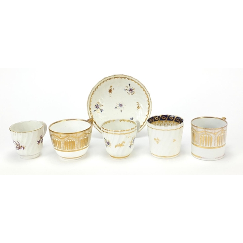 863 - Early 19th century English teaware including a Copeland & Garrett cup and a similar coffee can, the ... 