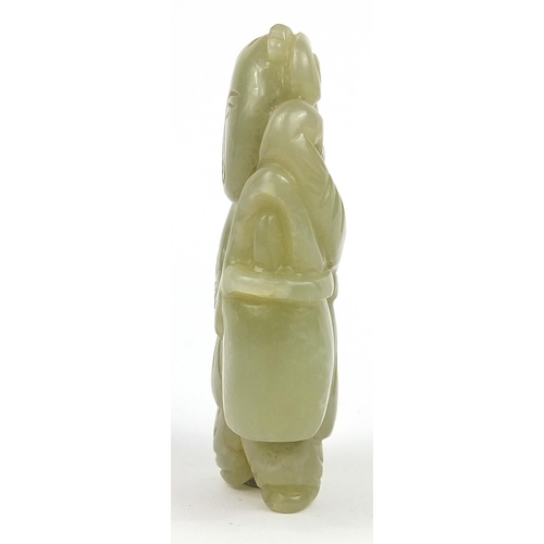 1004 - Chinese celadon jade carving of a boy, 7cm high